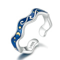 925 Mode Van Gogh Milchstraße Himmel Galaxie Ring verstellbarer Sterling Silber offener Frauenring Großhandel